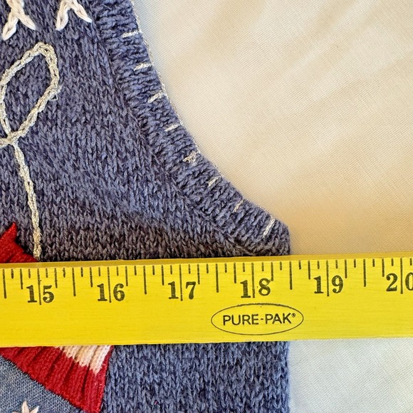 Vintage Bobbie Brooks Holiday Christmas Sweater Vest Women Small Blue Zip Mitten - Picture 12 of 16